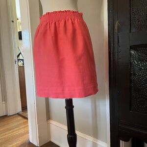 J. Crew Coral Mini Skirt with Ruffled Waist